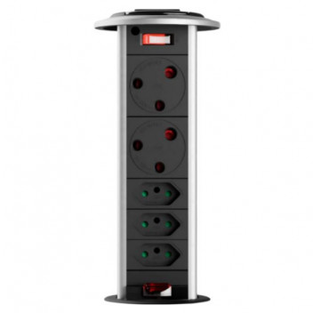 POWERDOCK BLK/SIL SOCK 6W RETRACT.3X3P 3X2P        PDOMK1