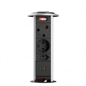 POWERDOCK 2X16 1X2P SCH A@C /USB MK1.1C BLK/SIL   MDOMK1.1AC