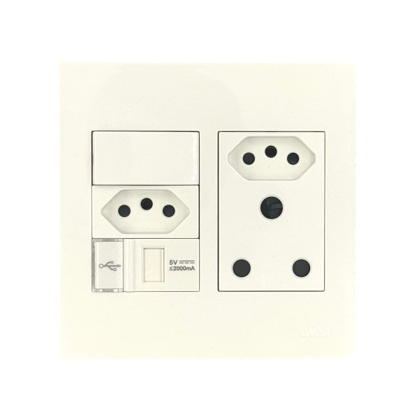 MATRIX (PRE-WIRED)16A SSO+ 1USB+2EURO 4X4 WHT P40211